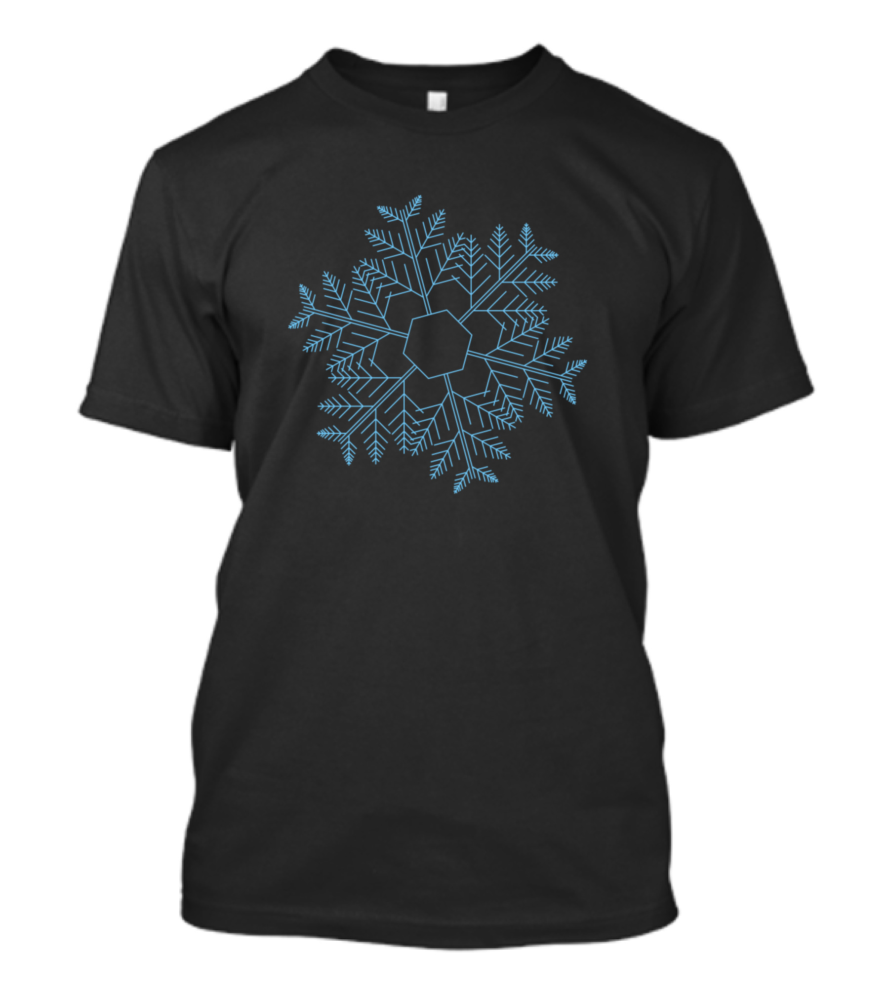 Winter Big Blue Geometric Snowflake T-Shirt