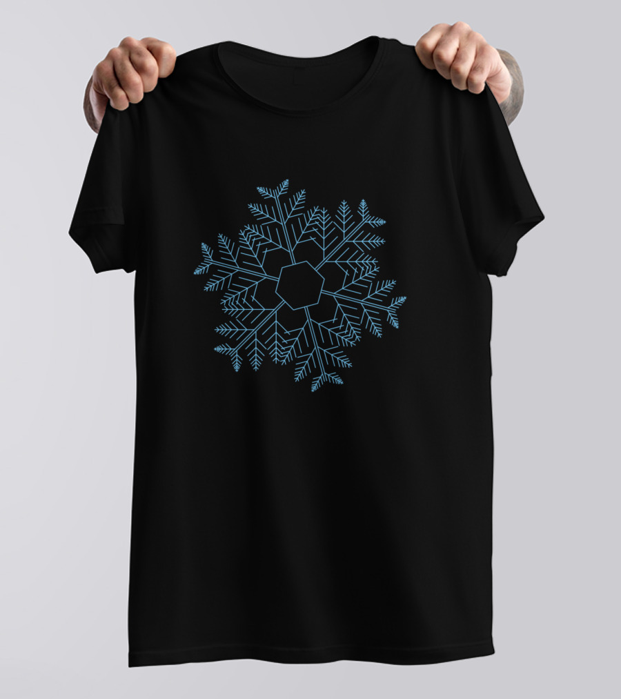 Winter Big Blue Geometric Snowflake T-Shirt