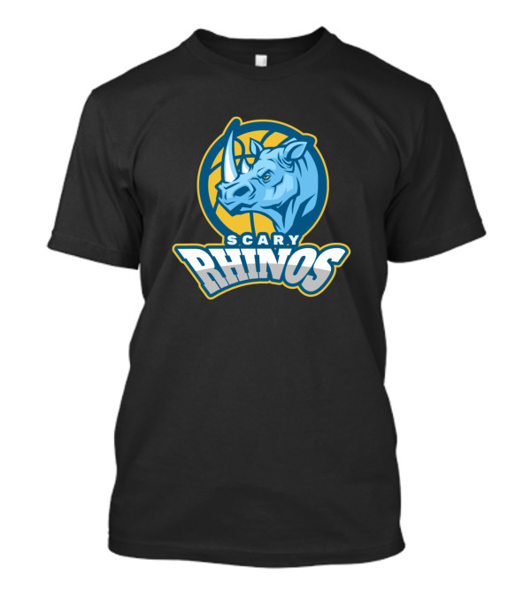 Scary Rhinos Blue Rhino Basketball T-Shirt