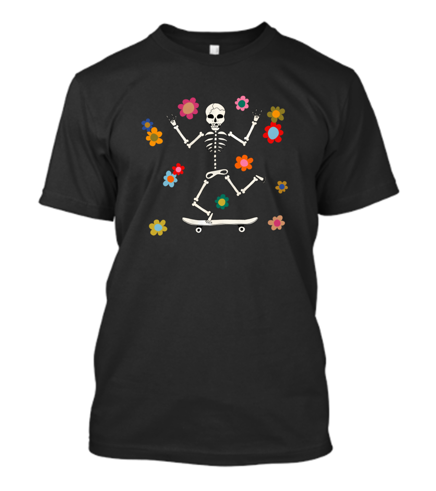Skater Skeleton Flower Groove T-Shirt