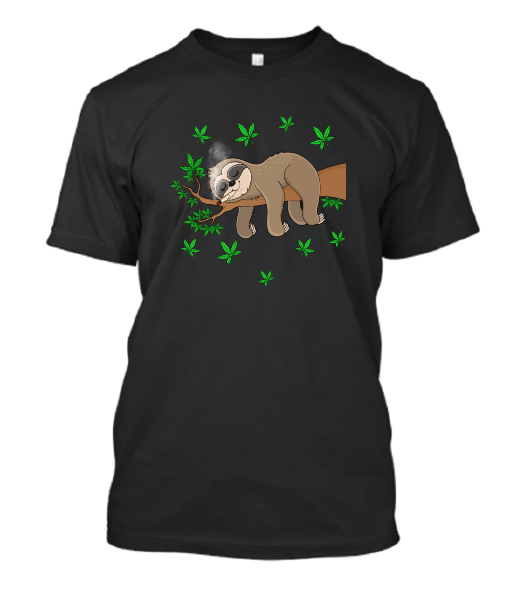 Sloth Smoking Weed Cannabis 420 THC Marijuana Leaf Relaxion T-Shirt