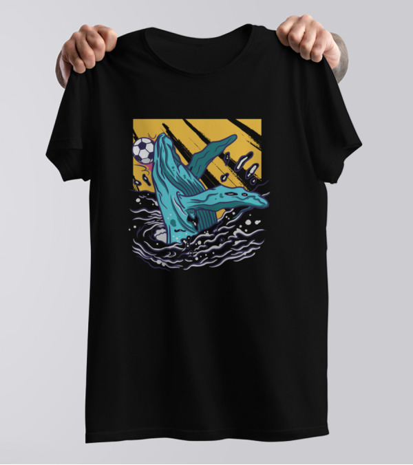 Soccer Whale Splash With Sunburst And Soccer Ball T-Shirt