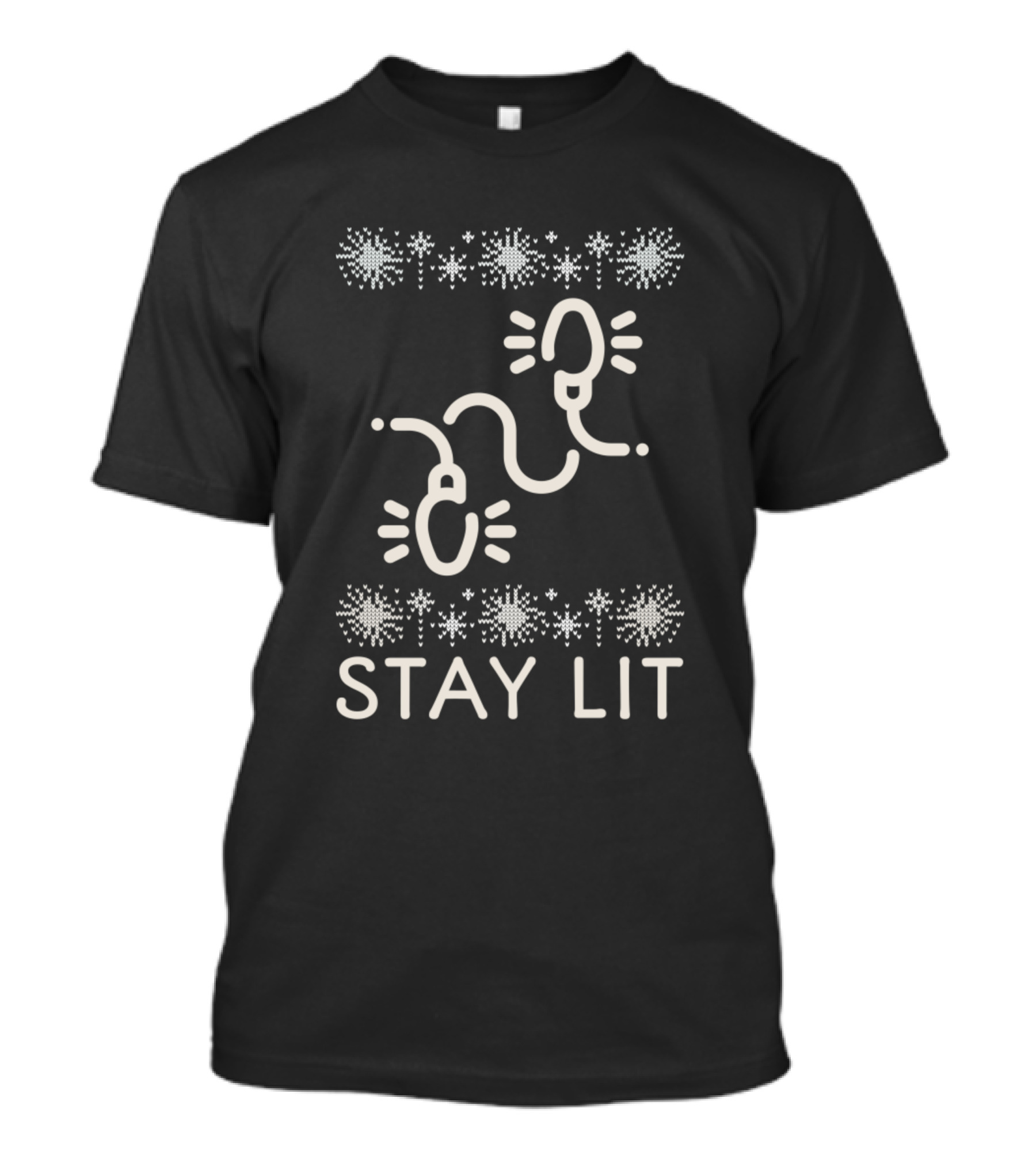 Stay Lit Festive Holiday Light Strings With Snowflakes T-Shirt