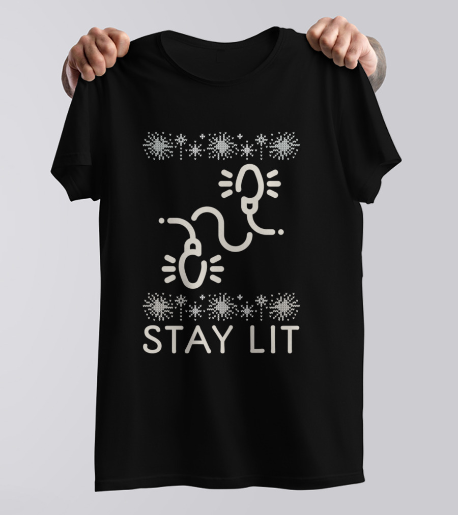 Stay Lit Festive Holiday Light Strings With Snowflakes T-Shirt