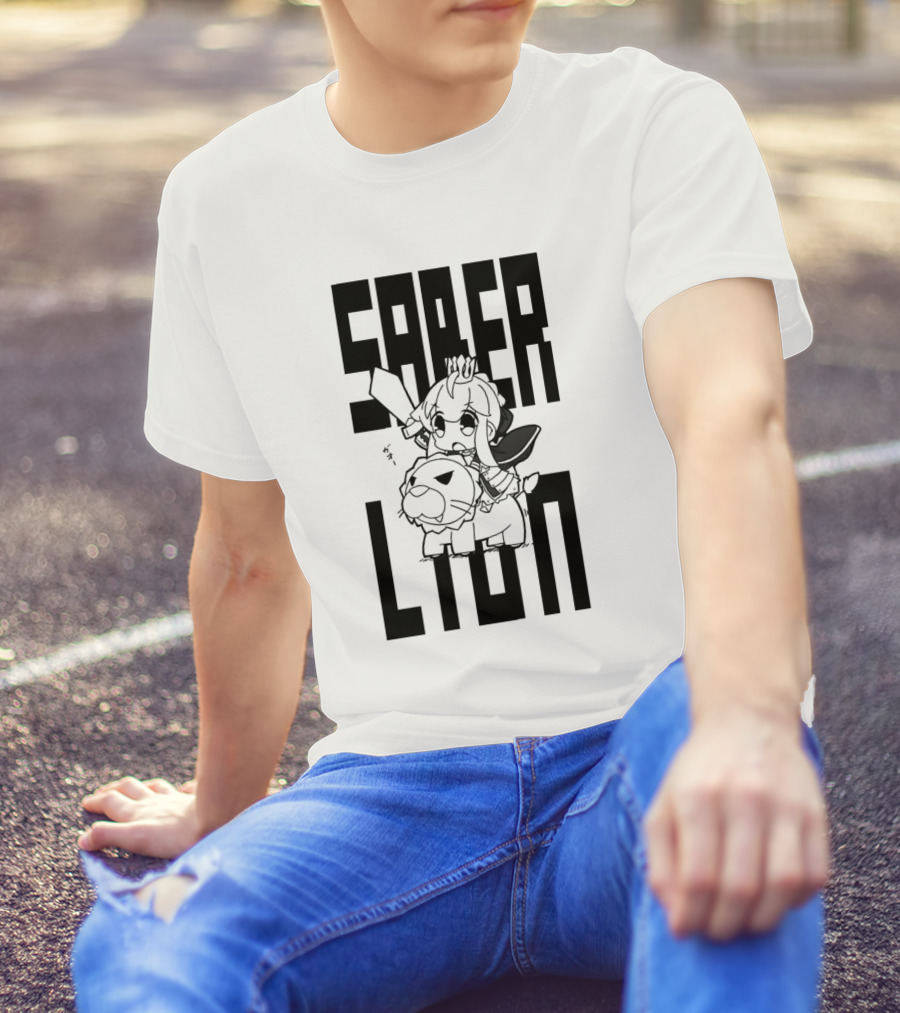 Saber Lion Anime Character Riding T-Shirt