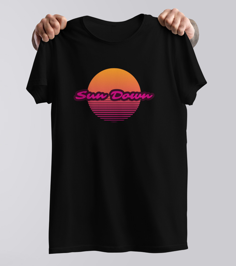 Sun Down Retro Stripe Sunset T-Shirt