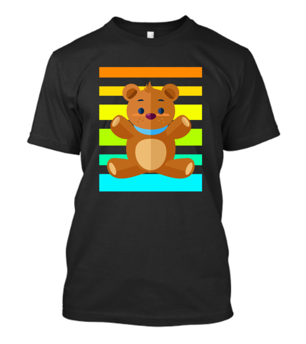 Teddy Bear Retro Sunset Stripes T-Shirt