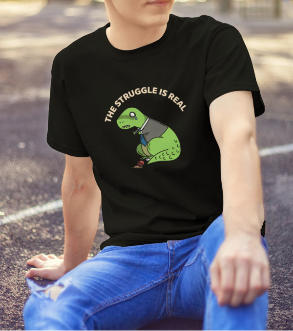 The Struggle Is Real Dinosaur Tying Tie T-Shirt