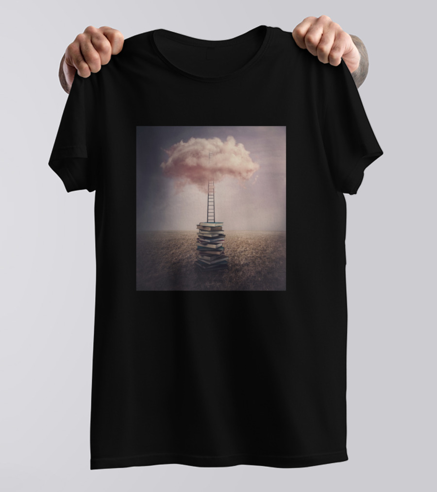 The Way Of Wisdom Book Stack Ladder Clouds Dreamscape T-Shirt