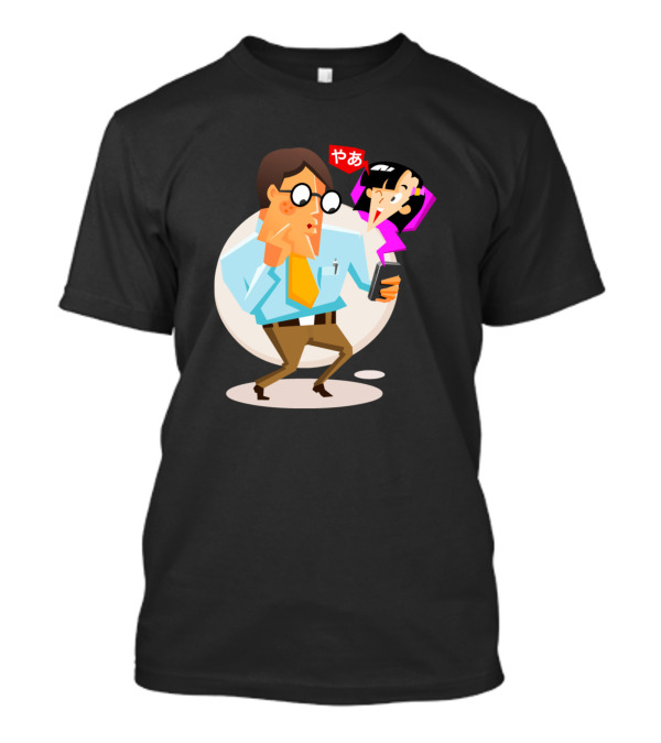 Tokyo Cosplay Lost In Translation Smartphone Surprise With Anime Character Speech Bubble T-Shirt