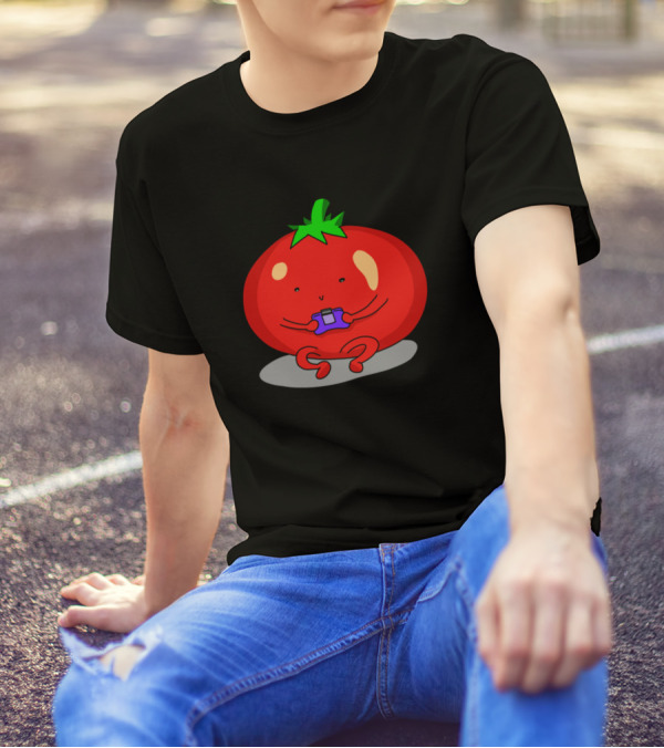 Tomato Holding Gaming Controller Adorable Character T-Shirt