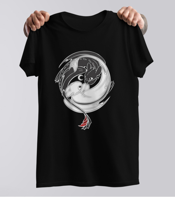 Toothless And The White Fury Yin Yang Dragons T-Shirt