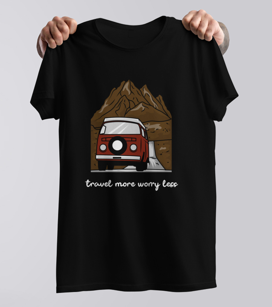 Travel More Worry Less Van Life Mountain Adventure T-Shirt