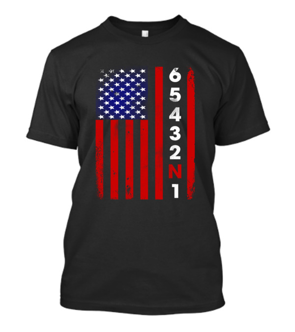 Usa American Flag Countdown 654321N1 T-Shirt