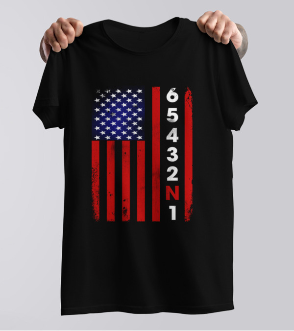 Usa American Flag Countdown 654321N1 T-Shirt