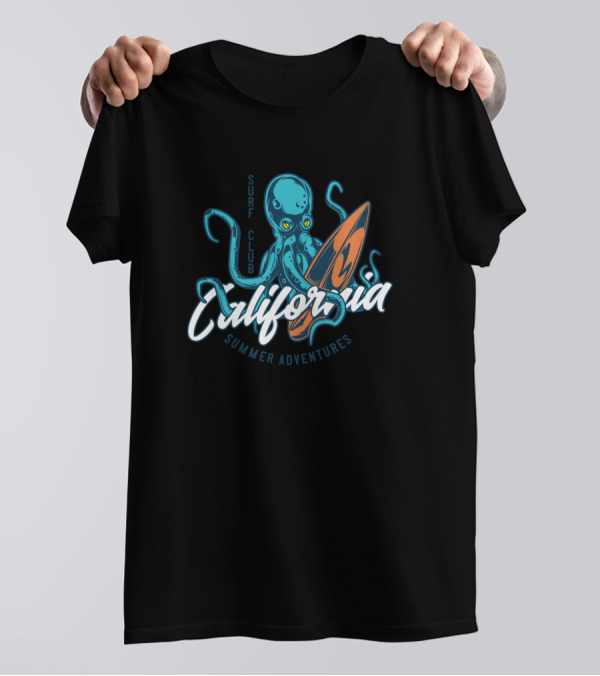 California Surf Club Summer Adventures Vintage Octopus T-Shirt