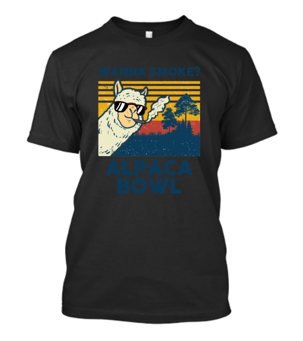WANNA SMOKE ALPACA BOWL VINTAGE SUNSET ALPACA SMOKING T-Shirt