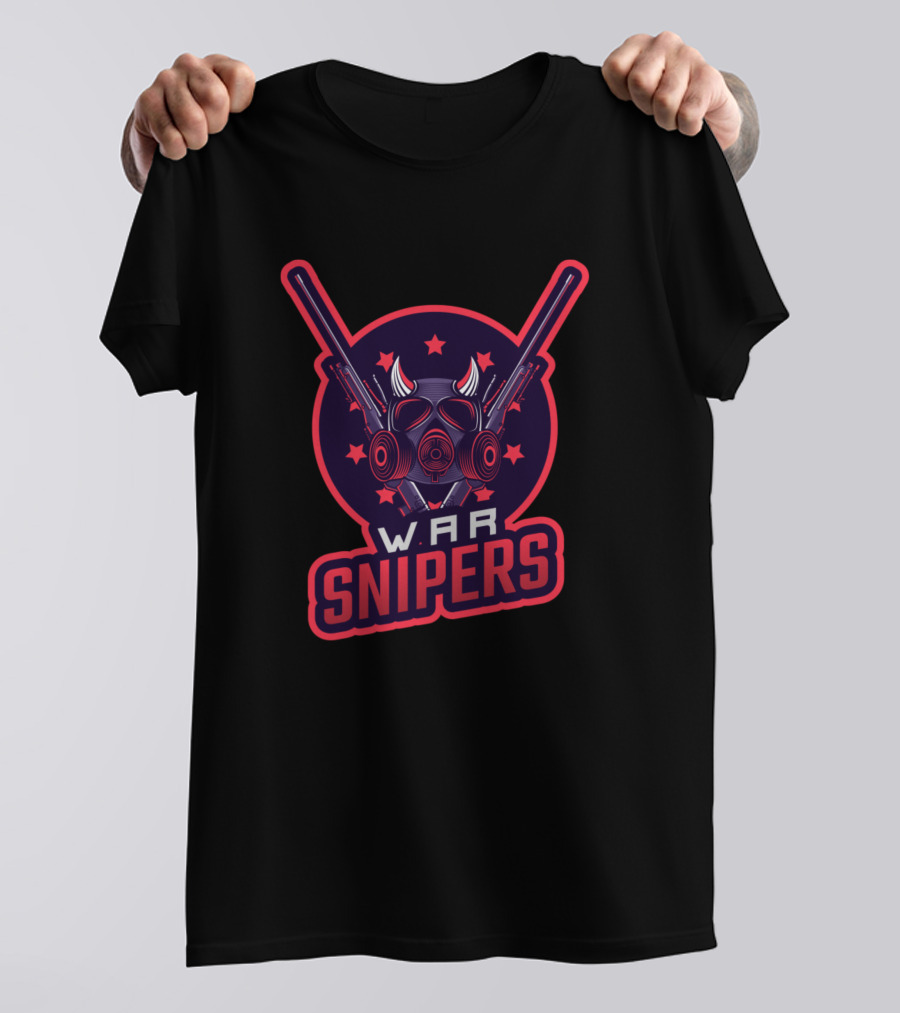 W.A.R Snipers Gas Mask And Crossed Rifles Emblem T-Shirt