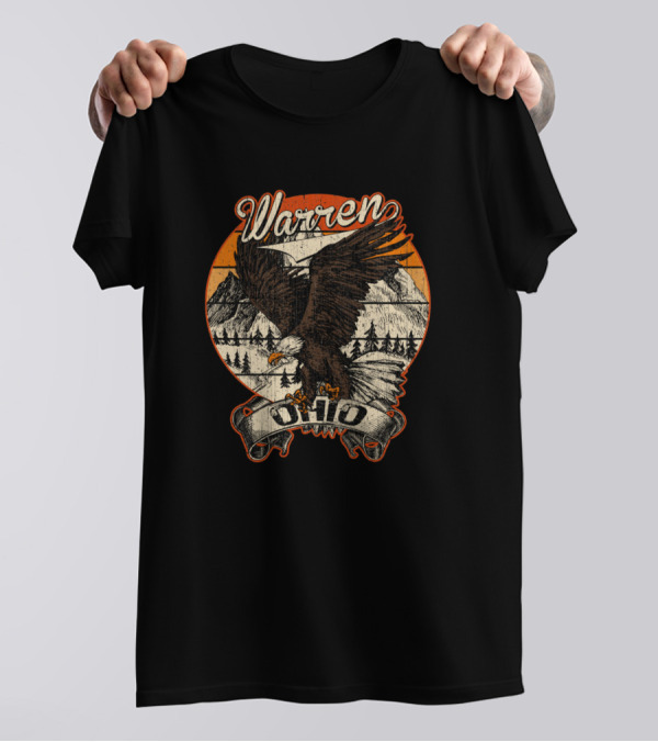 Warren Ohio Bald Eagle Mountain Landscape Retro Vintage Aesthetic T-Shirt