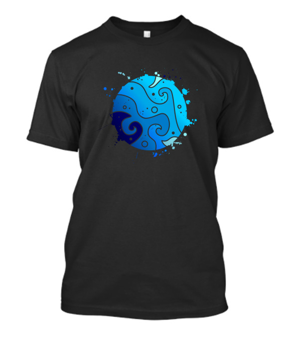 Whimsical Water Splash Planet With Spirals And Dots T-Shirt