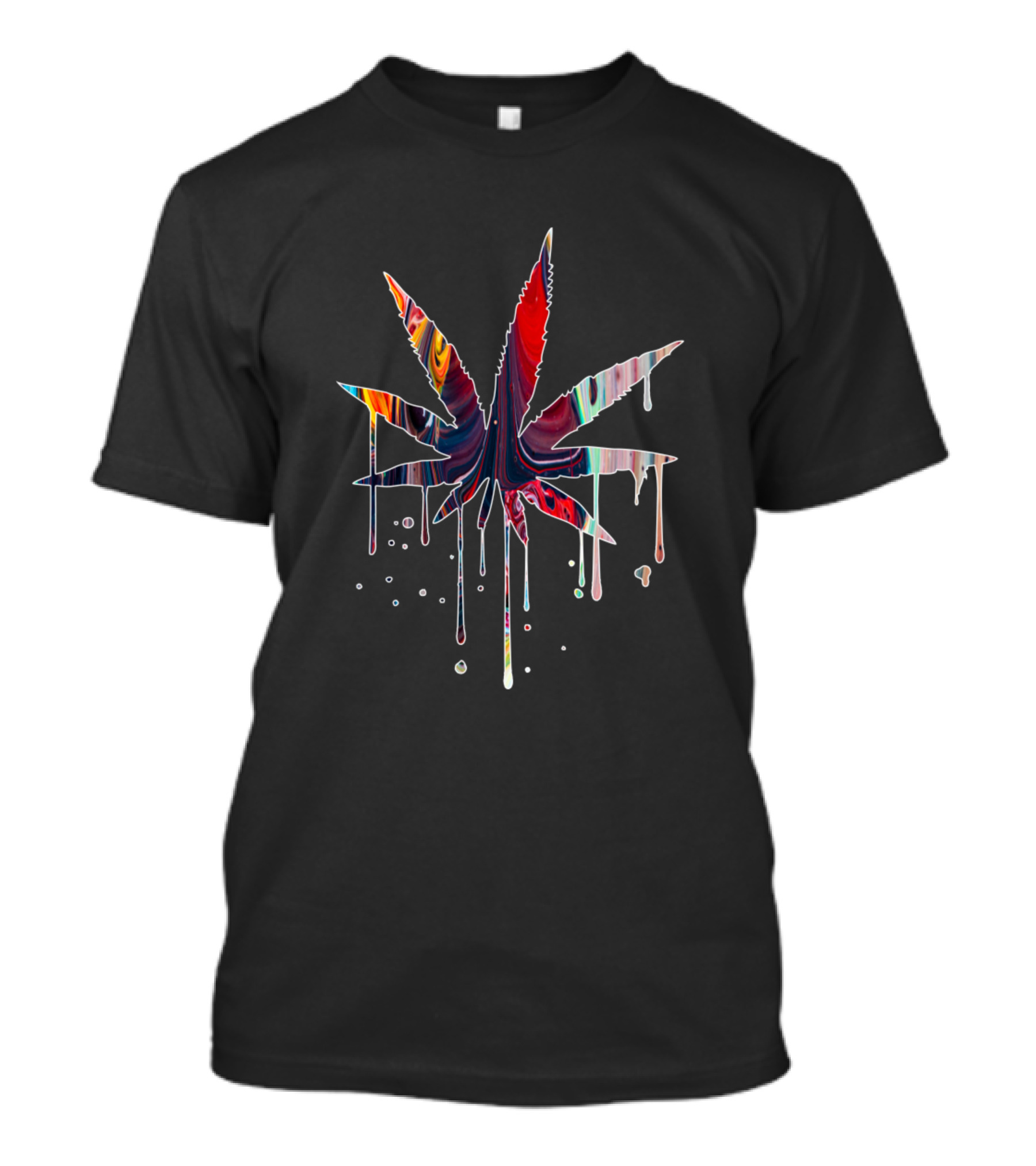 Weed Dripping Watercolor Mixed Paint Cannabis Leaf T-Shirt