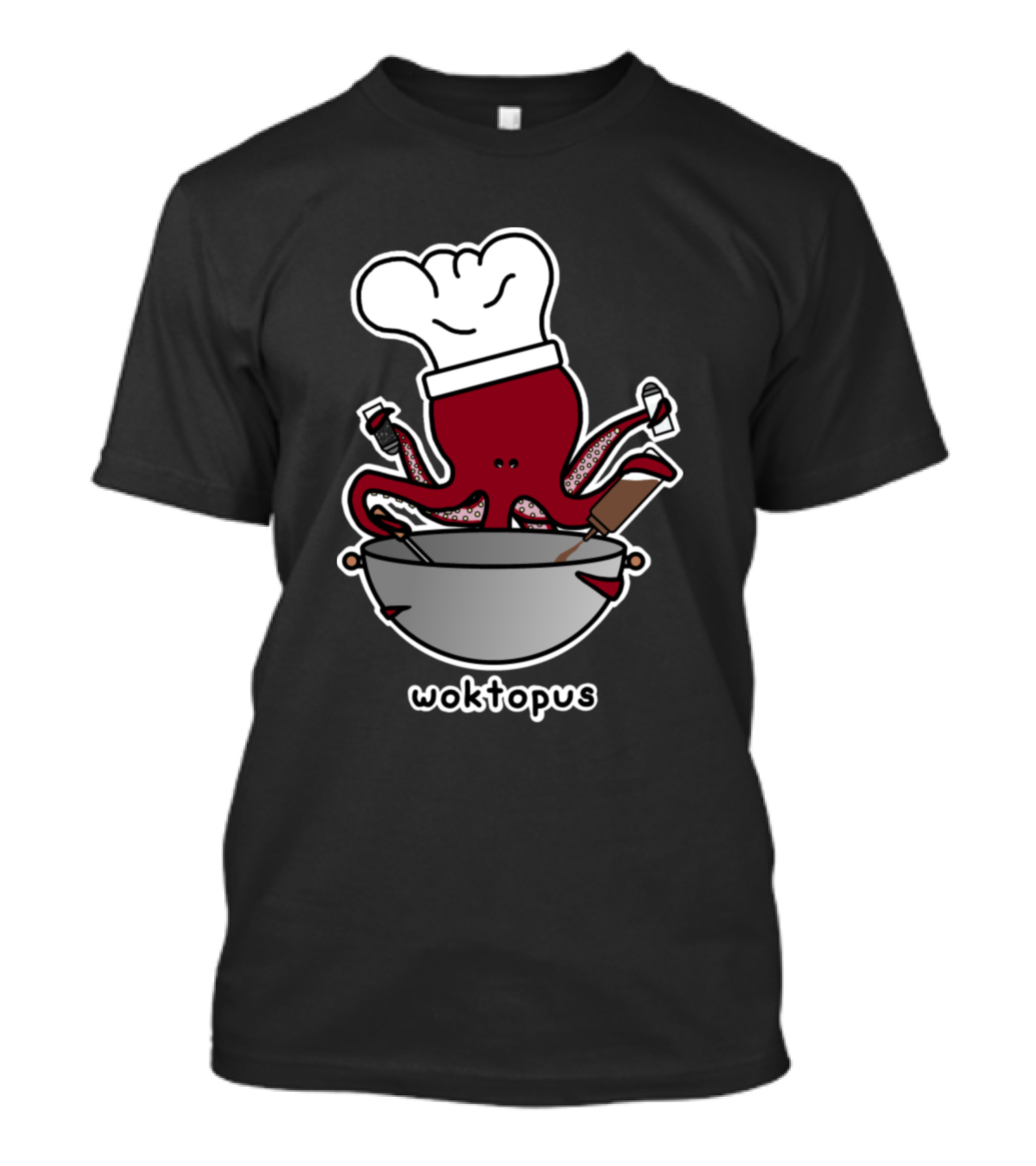 Woktopus Chef Cooking With Hat And Wok T-Shirt