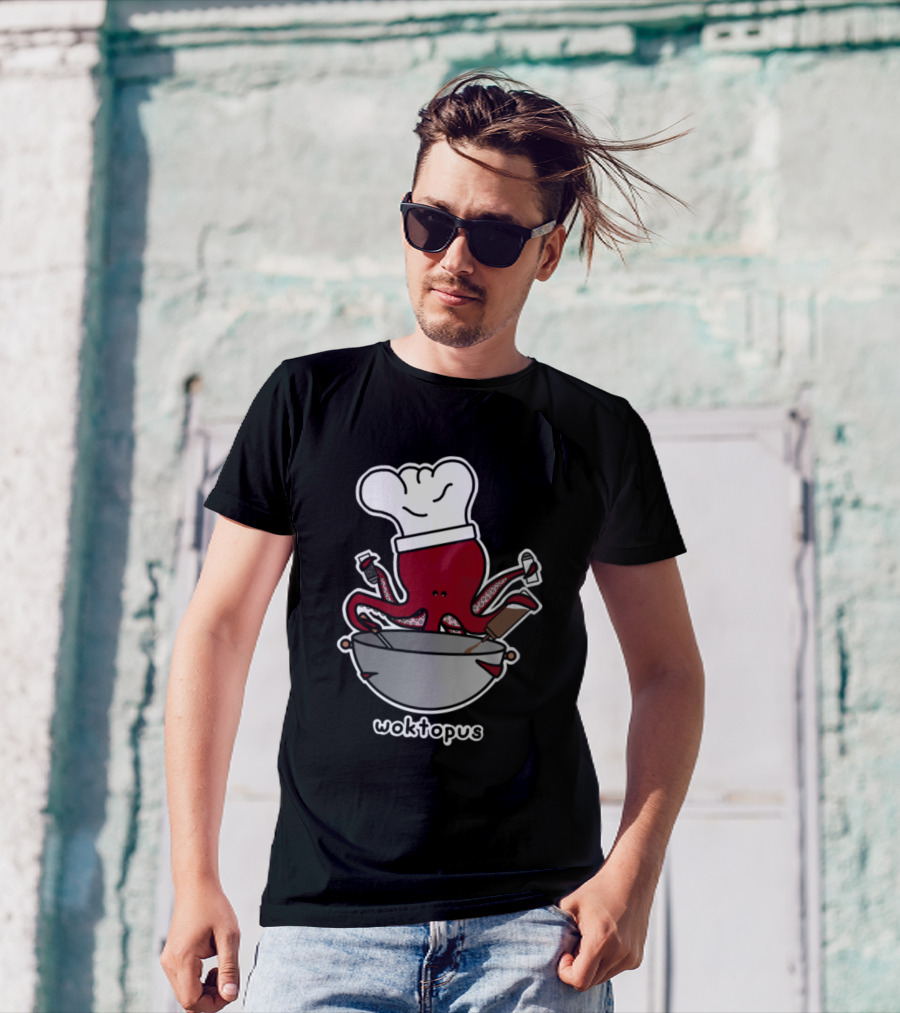 Woktopus Chef Cooking With Hat And Wok T-Shirt