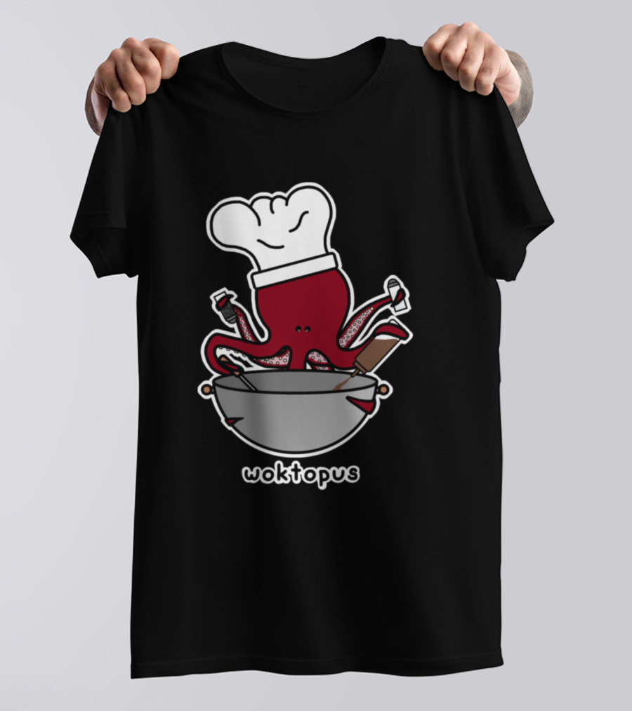 Woktopus Chef Cooking With Hat And Wok T-Shirt