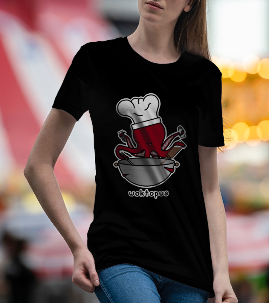 Woktopus Chef Cooking With Hat And Wok T-Shirt