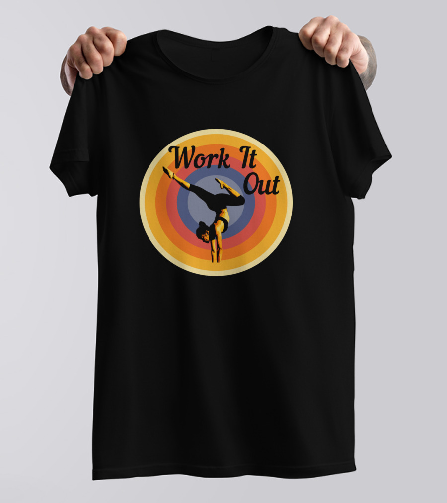 Work It Out Handstand Retro Circle Gradient T-Shirt
