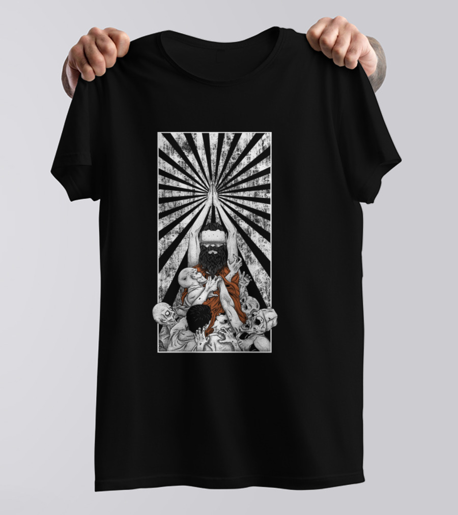 Yoga Power 9000 Radiant Meditation With Skeletons And Bearded Yogi T-Shirt