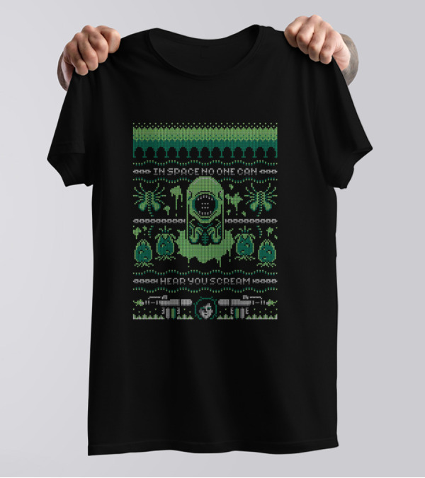 In Space No One Can Hear You Scream Pixel Alien T-Shirt