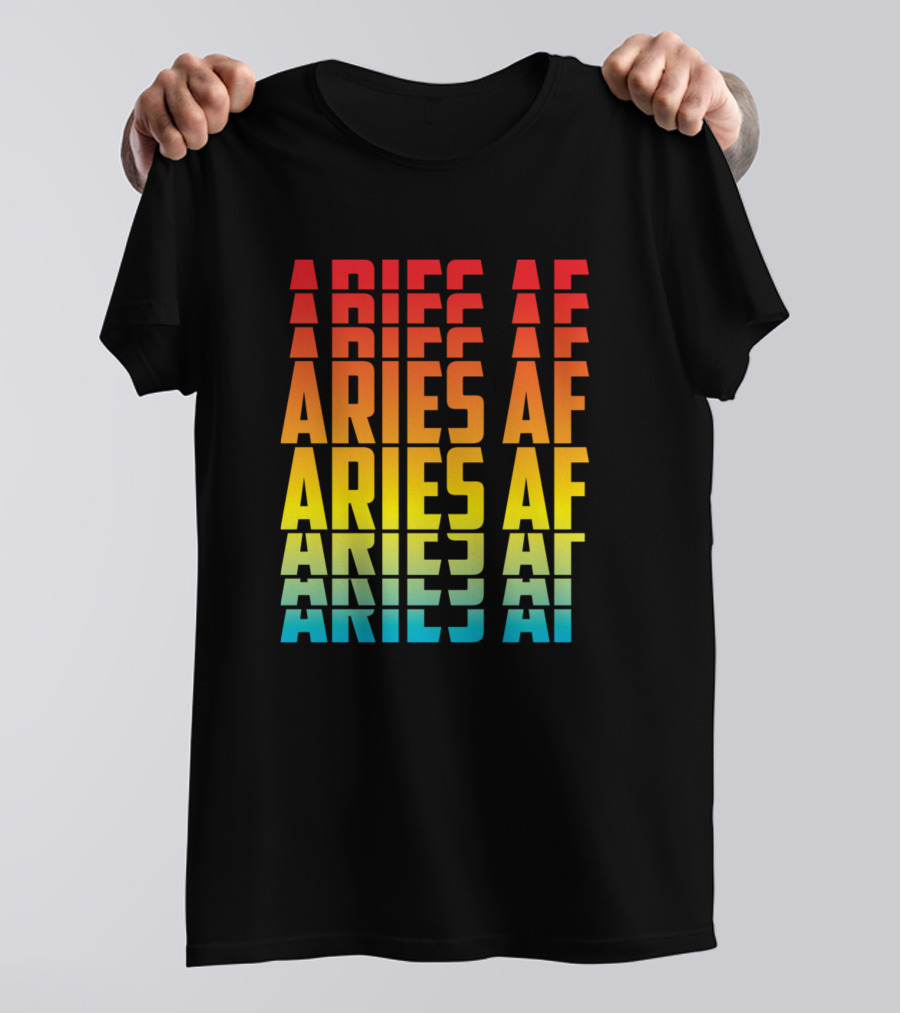 Aries AF Gradient Typography Multicolor Lines T-Shirt