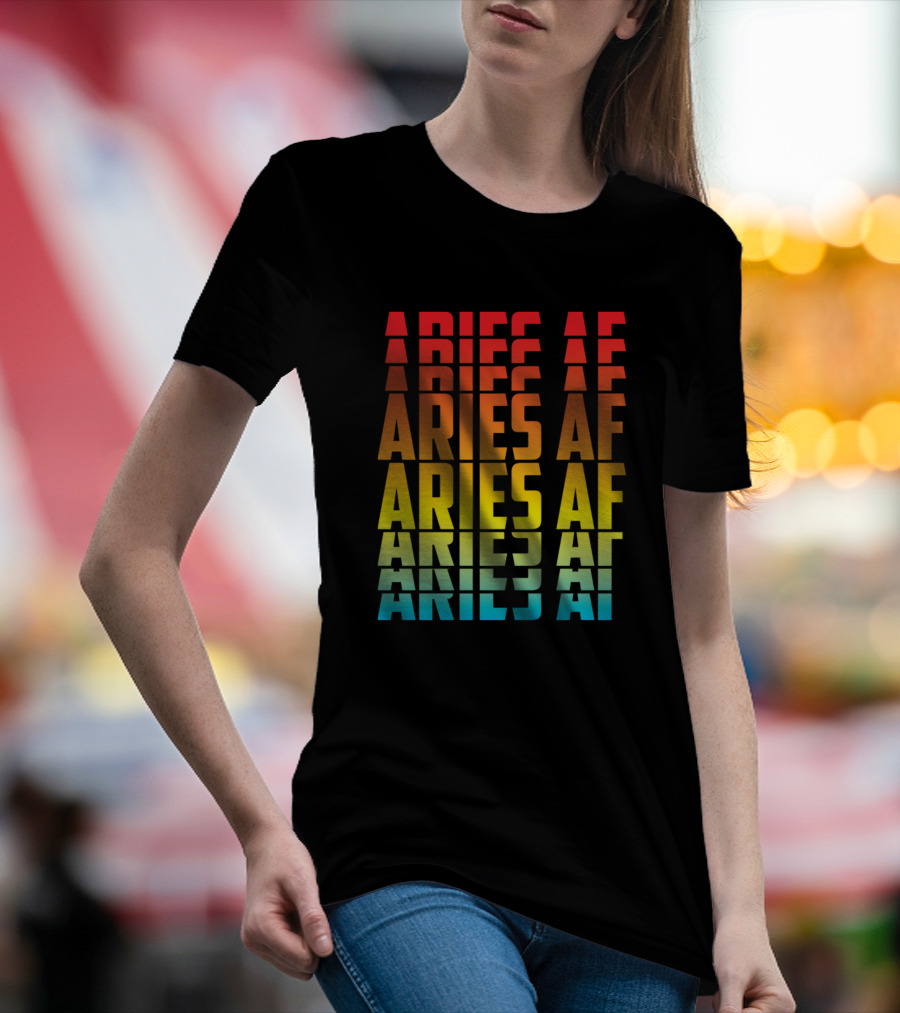 Aries AF Gradient Typography Multicolor Lines T-Shirt
