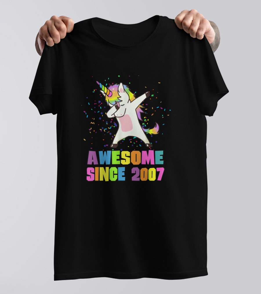 Dabbing Rainbow Unicorn Awesome Since 2007 T-Shirt