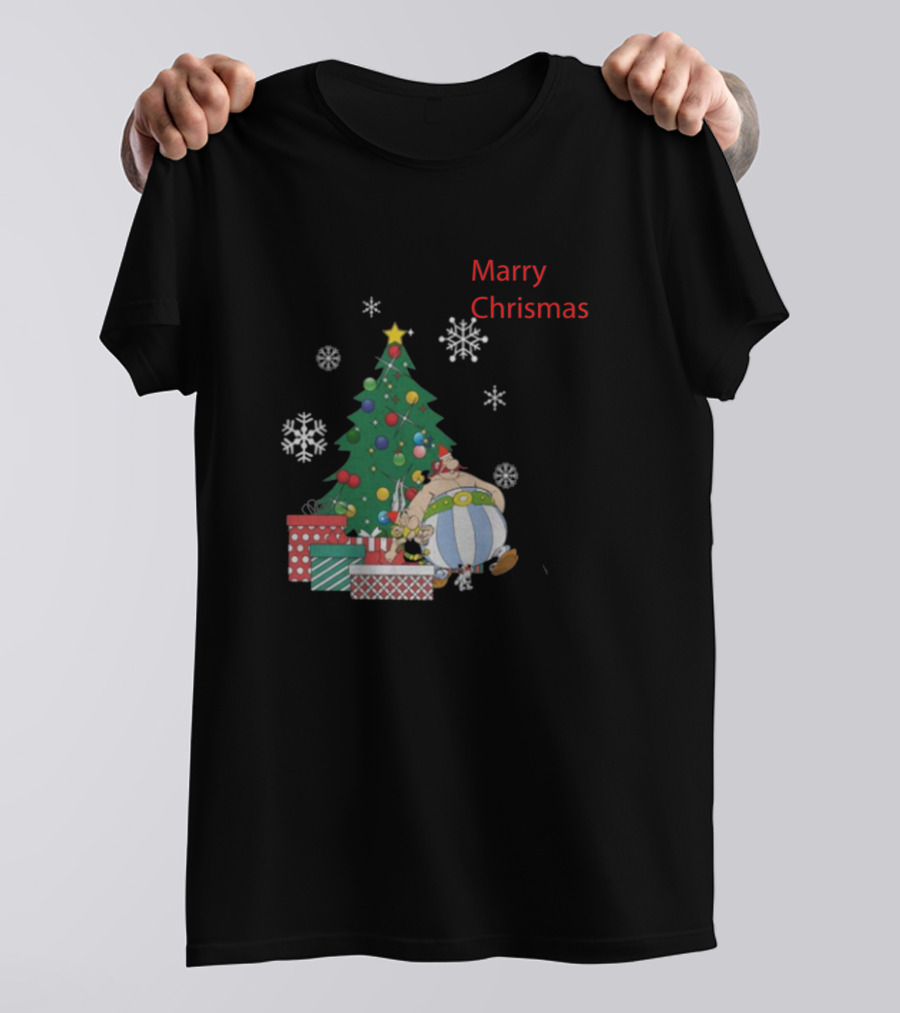 Marry Chrismas Christmas Tree Cartoon Snowflakes T-Shirt
