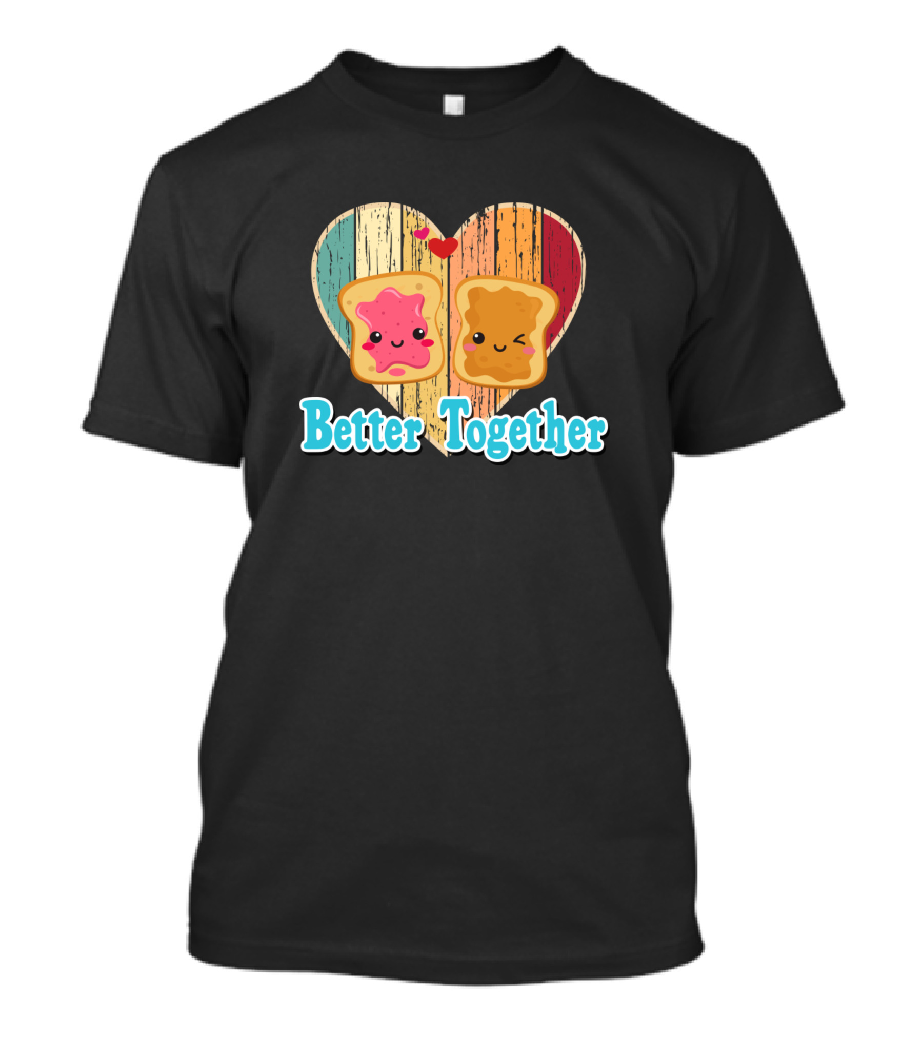 Better Together Peanut Butter And Jelly Sandwich Heart Kawaii T-Shirt