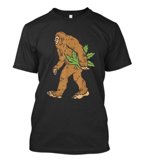 Bigfoot Carrying Weed Leaf Funny Cannabis T-Shirt