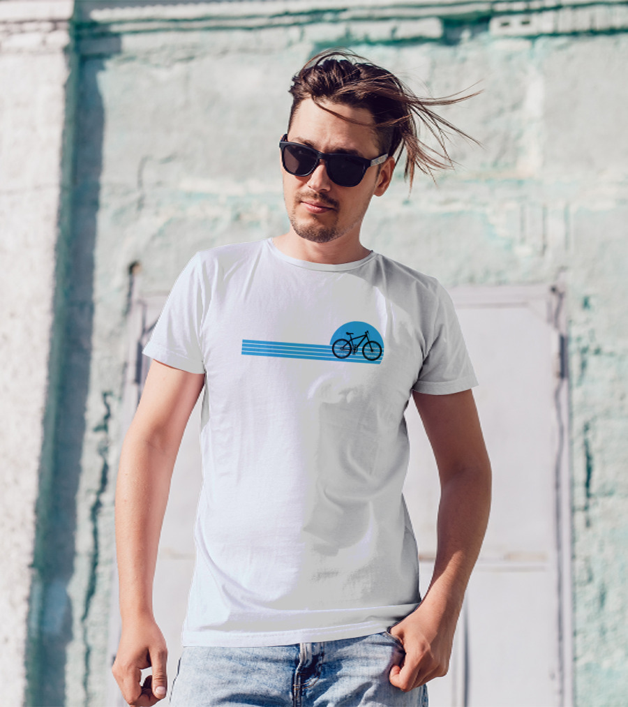 Bike Sport Cyclist BMX Blue Circle Stripe T-Shirt