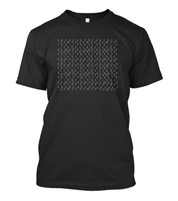 Blue Alphabet Repeated Letters Pattern Text T-Shirt