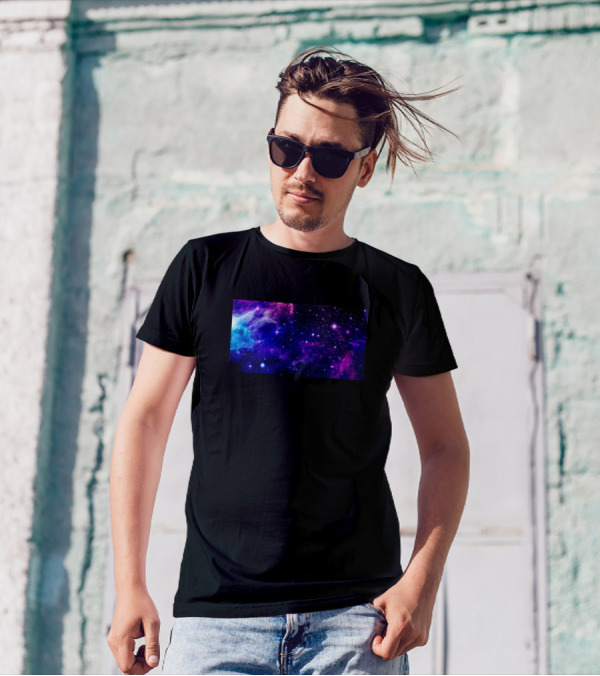 Blue Purple Galaxy Stars Cosmic Space Scene T-Shirt