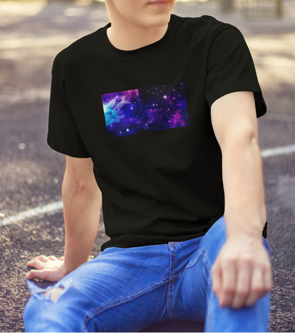 Blue Purple Galaxy Stars Cosmic Space Scene T-Shirt