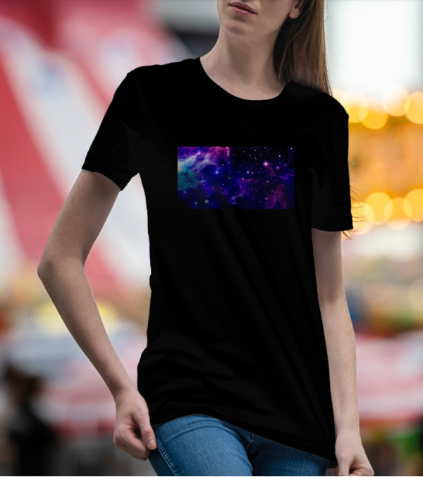 Blue Purple Galaxy Stars Cosmic Space Scene T-Shirt