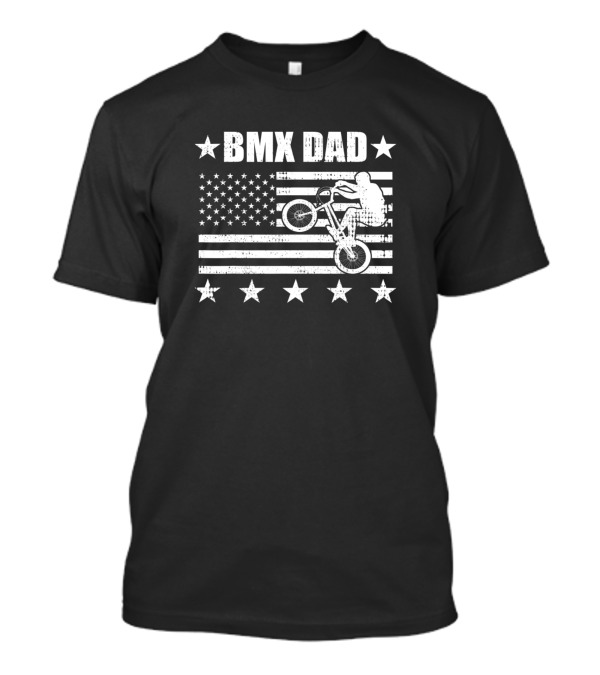 BMX Dad American Flag Stars And Stripes Bicycle Jump T-Shirt
