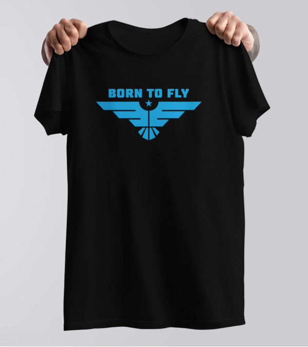 Born To Fly Blue Wings Emblem Cool Novelty T-Shirt