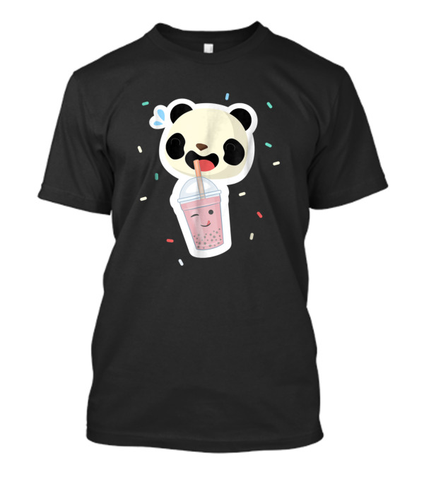 Bubble Tea Panda Drinking Boba Cute Funny Animal T-Shirt