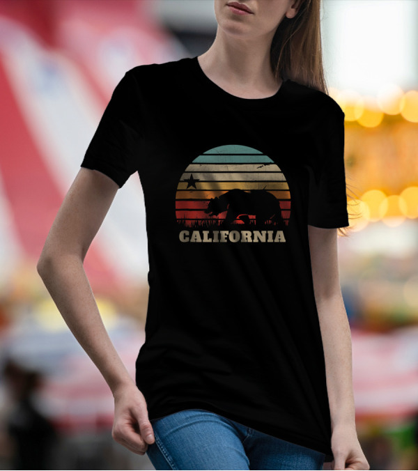 California Bear Vintage Sunset Stripes T-Shirt