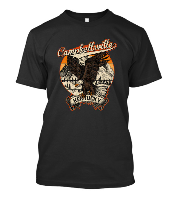 Campbellsville Kentucky Vintage Bald Eagle With Mountain Scene T-Shirt