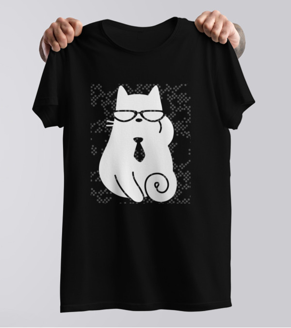 Sophisticated Cat With Glasses And Tie T-Shirt