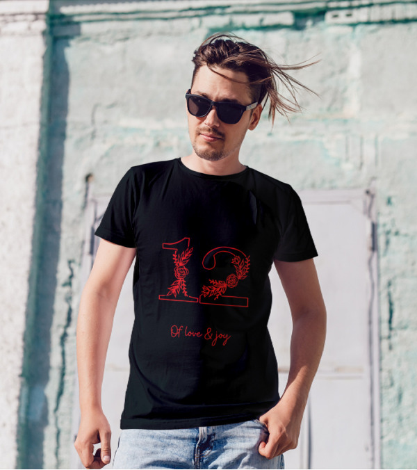 Cheers To 12 Years Of Love And Joy 12th Wedding Anniversary T-Shirt